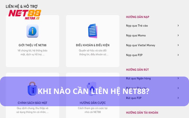 Các vấn đề cần liên hệ Net88