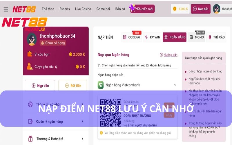 Kiểm tra kỹ thông tin trước khi muốn xác nhận nạp điểm Net88